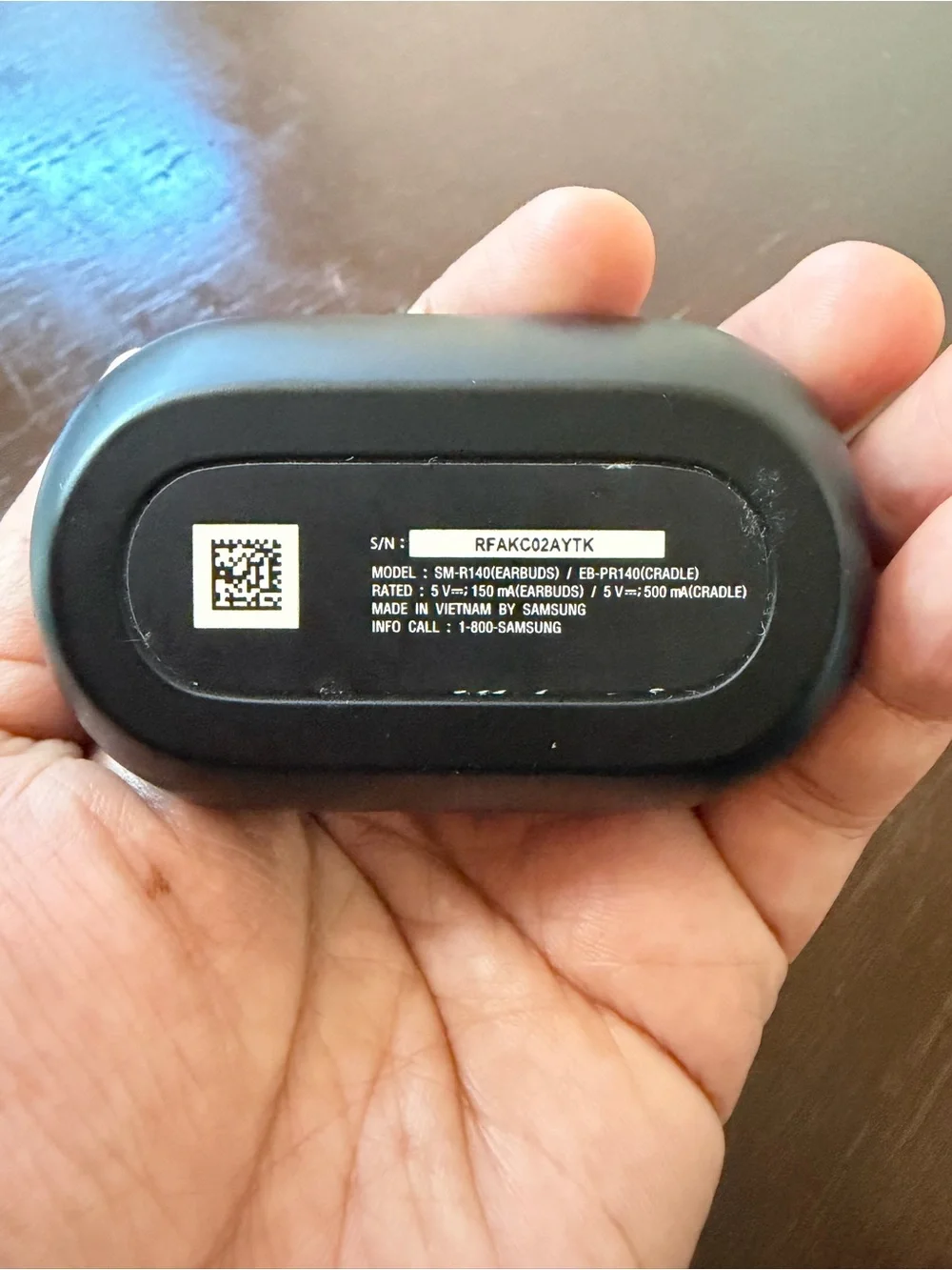 Samsung Black Wireless Earbuds Charging Case with Label